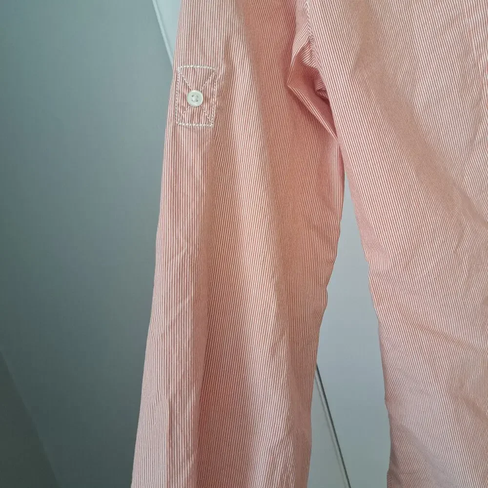 Cutter&Buck Miami Dolphins Long Sleeve Button Up Women's Shirt Orange White NFL - Picture 5 of 8